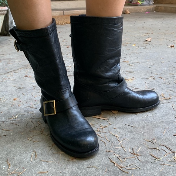 mid calf biker boots